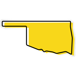 Yellow Outline Map Of Oklahoma Sticker