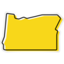 Yellow Outline Map Of Oregon Sticker
