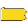 Yellow Outline Map Of Pennsylvania Stylized Concept Sticker