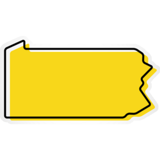 Yellow Outline Map Of Pennsylvania Stylized Concept Sticker
