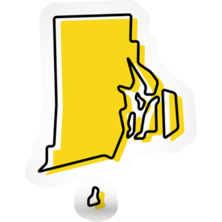 Yellow Outline Map Of Rhode Island Sticker