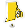 Yellow Outline Map Of Rhode Island Sticker