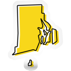 Yellow Outline Map Of Rhode Island Sticker