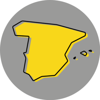 Yellow Outline Map Of Spain Stylized Sticker