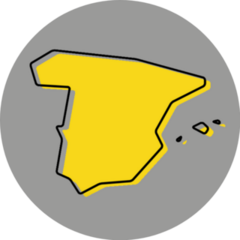 Yellow Outline Map Of Spain Stylized Sticker