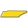 Yellow Outline Map Of Tennessee Sticker