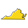 Yellow Outline Map Of Virginia Stylized Yellow Sticker