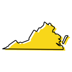 Yellow Outline Map Of Virginia Stylized Yellow Sticker