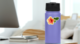 Yellow-Pink Hibiscus Sticker on a Water Bottle (New) example