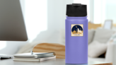 Yellow Ram Moon Sticker on a Water Bottle (New) example