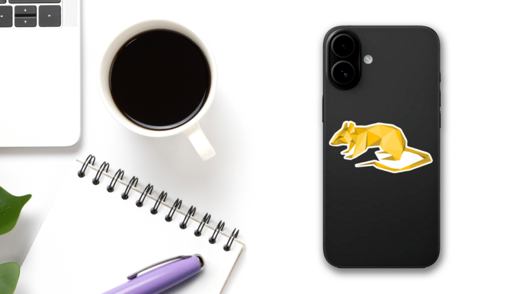 Yellow Rat Low Poly Art Sticker on a Phone (New) example