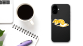 Yellow Rat Low Poly Art Sticker on a Phone (New) example