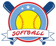 Yellow Red and Blue Softball Sticker