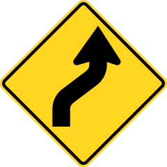 Yellow Right Then Left Curve Sticker