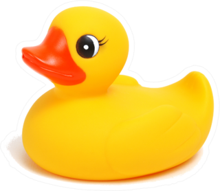 Yellow Rubber Duck Isolated On White Sticker