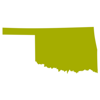 Yellow Silhouette Of Map Of Oklahoma Sticker