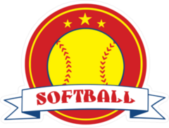 Yellow Softball Logo With Banner Sticker