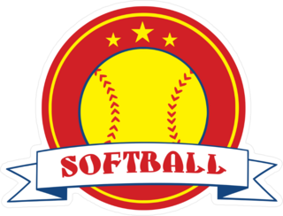 Yellow Softball Logo With Banner Sticker