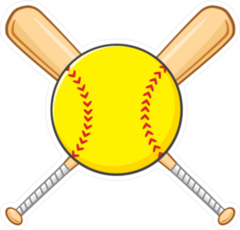 Yellow Softball Over Crossed Bats Sticker