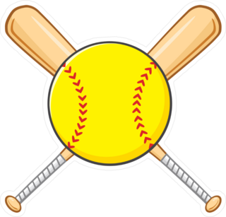 Yellow Softball Over Crossed Bats Sticker