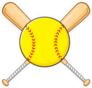 Yellow Softball Over Crossed Bats Sticker