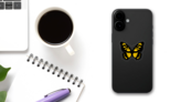 Yellow Spotted Butterfly Sticker on a Phone (New) example