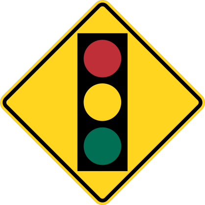 Yellow Stop Light Ahead Sticker