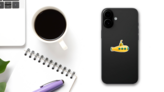Yellow Submarine With Periscope Sticker on a Phone (New) example