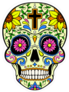 Yellow Sugar Skull With A Cross Sticker
