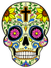 Yellow Sugar Skull With A Cross Sticker