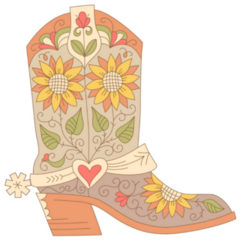 Yellow Sunflower Cowgirl Boots Sticker 