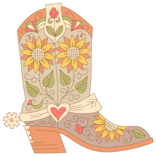 Yellow Sunflower Cowgirl Boots Sticker 