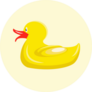 Yellow Toy Duck On Light Yellow Background Sticker