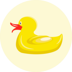 Yellow Toy Duck On Light Yellow Background Sticker