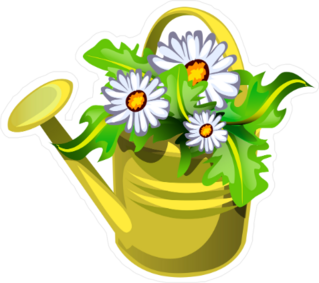 Yellow Watering Can Daisy Sticker
