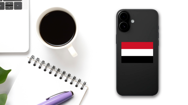 Yemen Flag Sticker on a Phone (New) example