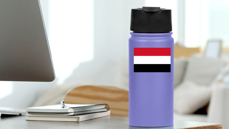 Yemen Flag Sticker on a Water Bottle (New) example