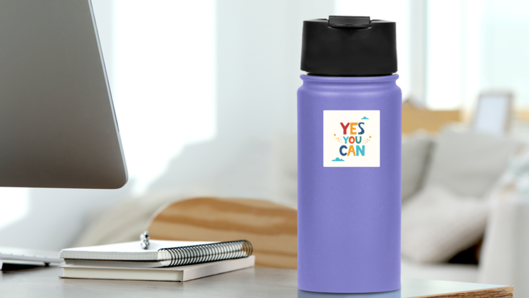 Yes You Can Colorful Sticker on a Water Bottle (New) example