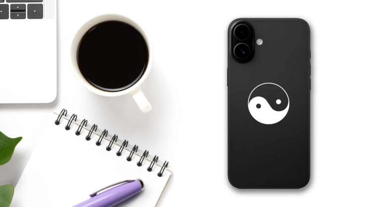 Yin And Yang Sticker on a Phone (New) example