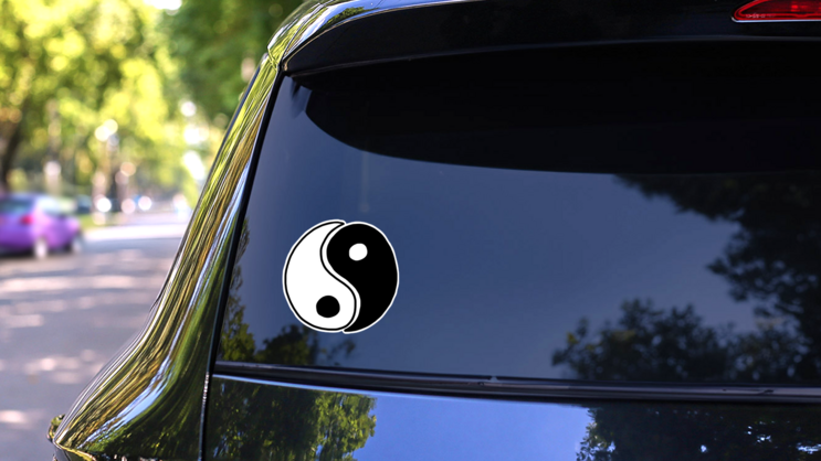 Yin Yang / Cartoon Sticker on a Rear Car Window (New) example