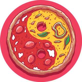 Yin Yang Pizza Illustration Sticker
