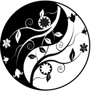 Yin Yang Symbol With Ornaments Sticker