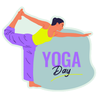Yoga Day Cartoon Sticker