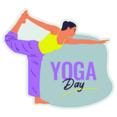 Yoga Day Cartoon Sticker