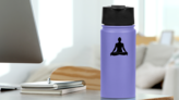 Yoga Seated Pose Sticker on a Water Bottle (New) example