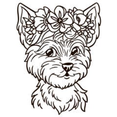 Yorkie Dog Floral Sticker Sticker