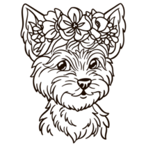 Yorkie Dog Floral Sticker Sticker