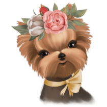 Yorkie Flower Head Sticker