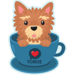 Yorkie In Blue Cup Sticker 