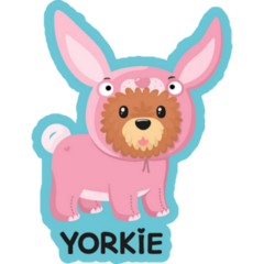 Yorkie Pink Rabbit Sticker